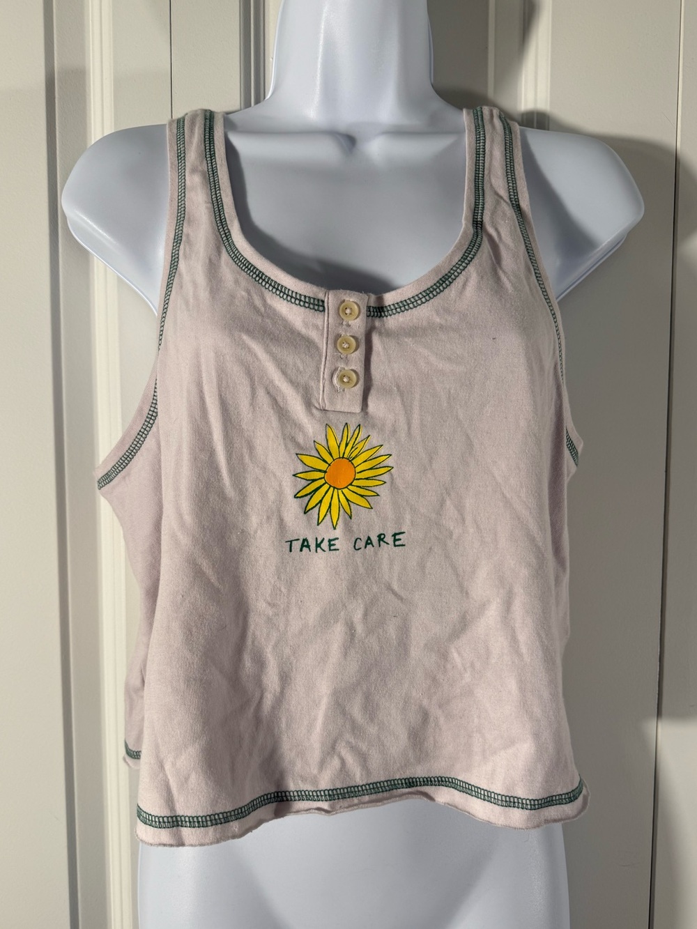 URBAN OUTFITTERS "Take Care" Sunflower Sleeveless Tank Top